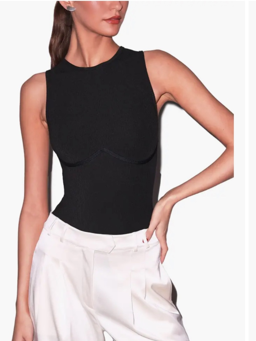 NWT Fleur Du Mal Hourglass Rib Sleeveless Bodysuit